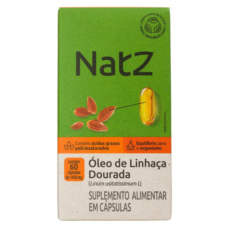 Óleo de Linhaça Dourada Natz 60 Cápsulas