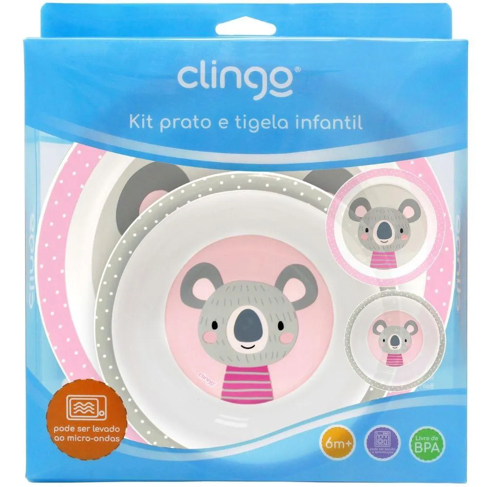 KIT PRATO E BOWL INFANTIL - COLEÇÃO COALA - 6M+ - CLINGO