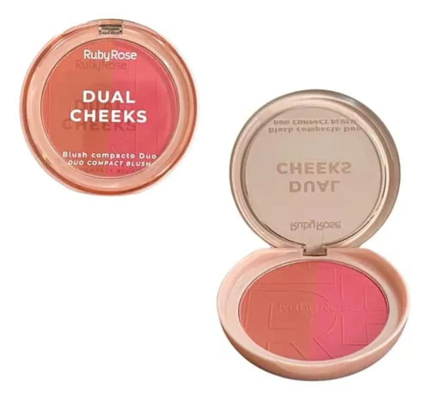 RUBY ROSE DUAL CHEEKS PEACHY / FUCHSIA - BLUSH COMPACTO 8,1G
