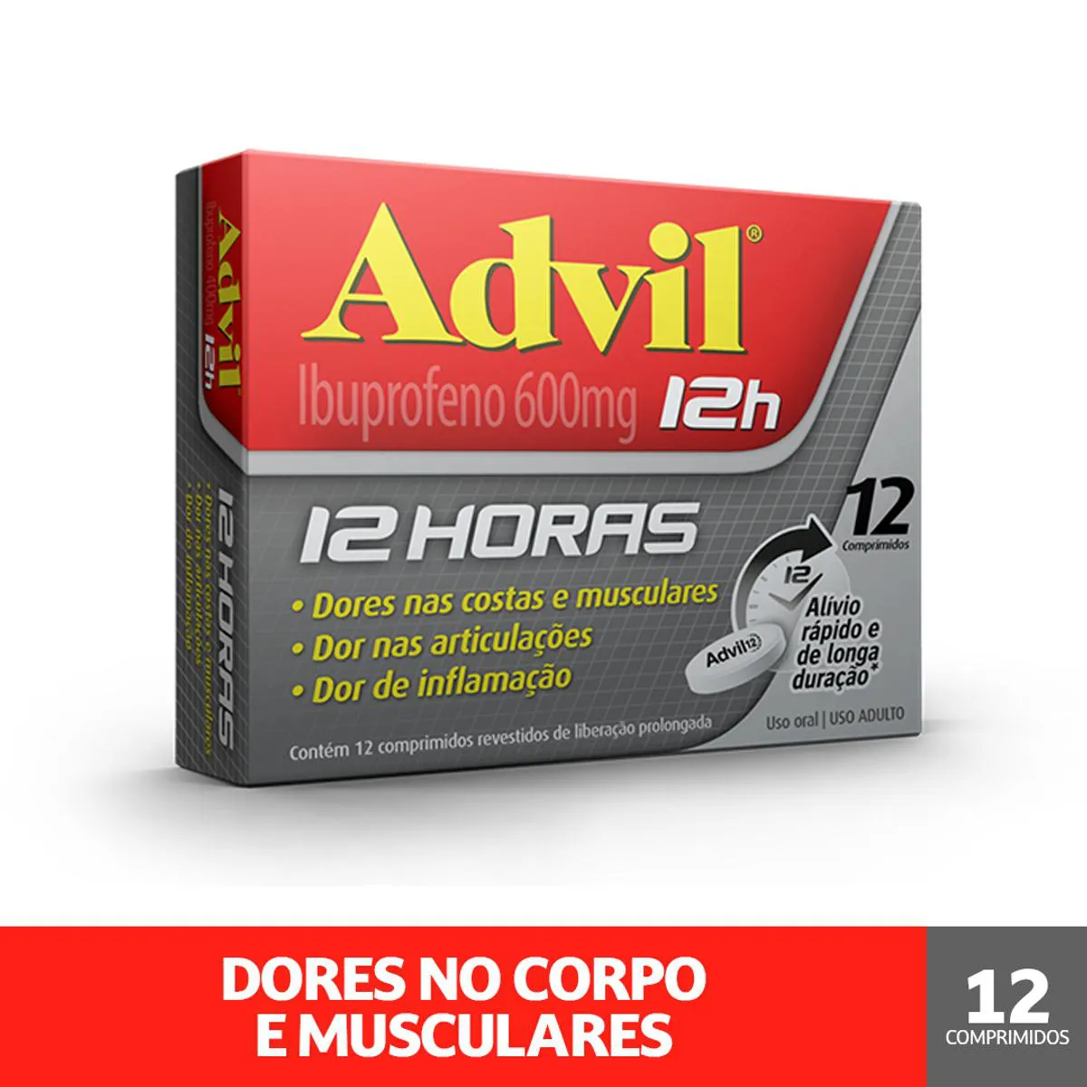 Advil 12h Ibuprofeno 600mg 12 comprimidos