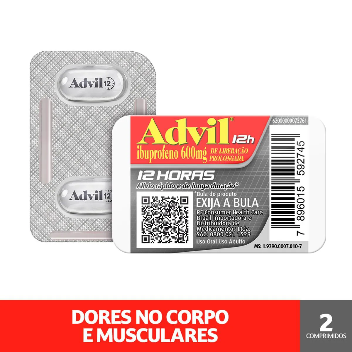 Advil 12h Ibuprofeno 600mg 2 comprimidos