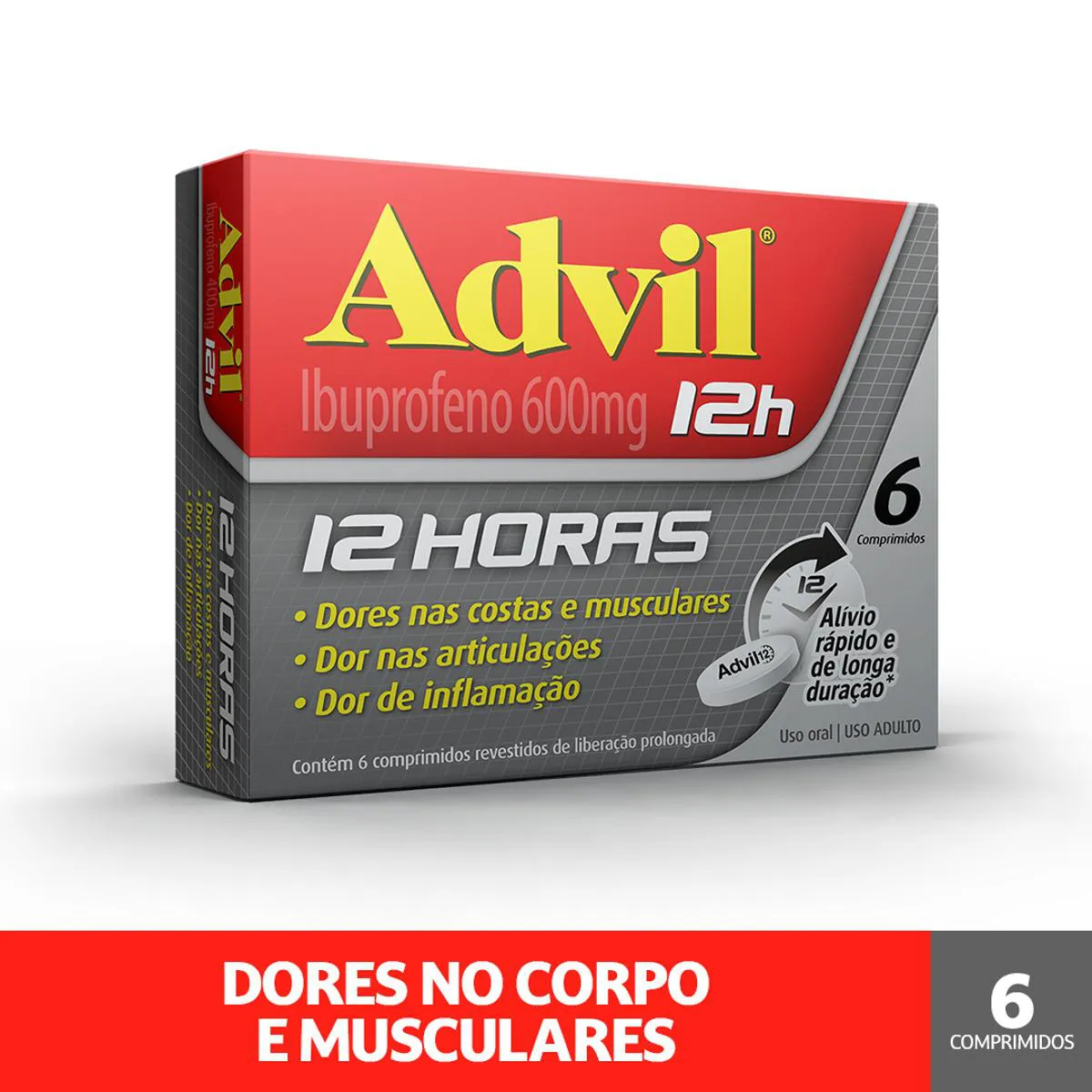 Advil 12h Ibuprofeno 600mg 6 comprimidos