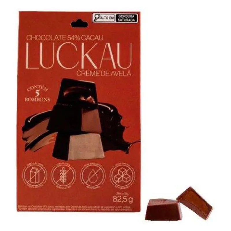 BOMBOM 54% COM CREME DE AVELã LUCKAU 82,5G