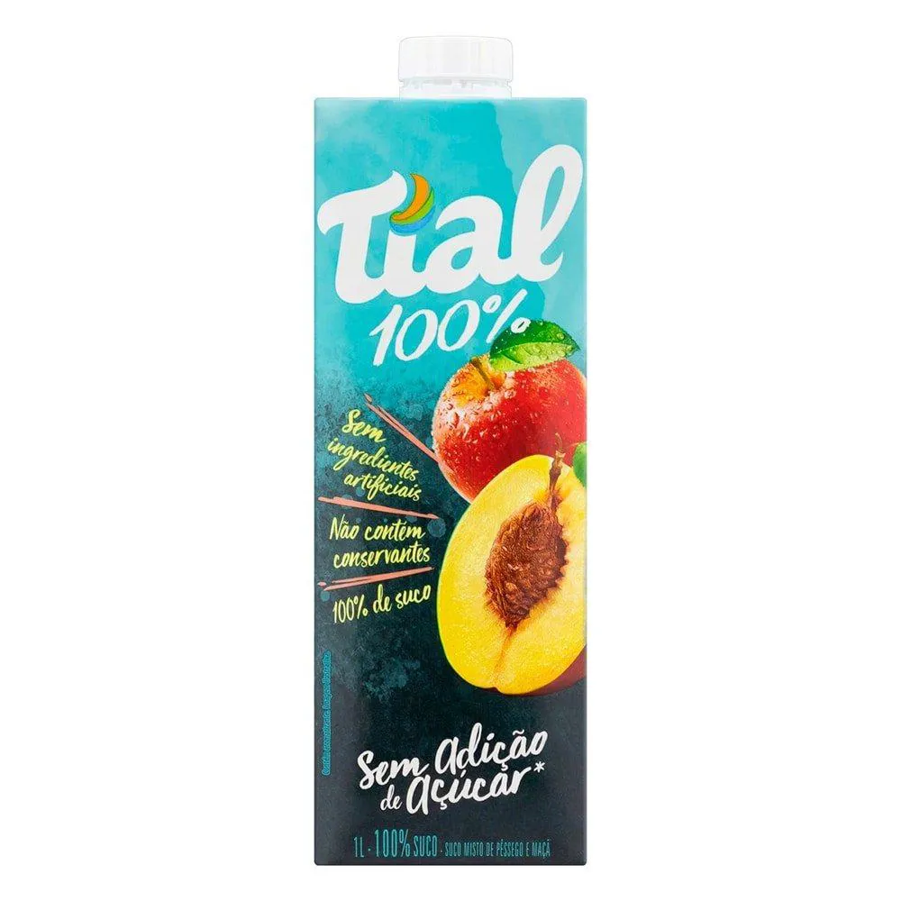 SUCO TIAL 100% PêSSEGO 1L - EMBALAGEM COM 12 UNIDADES