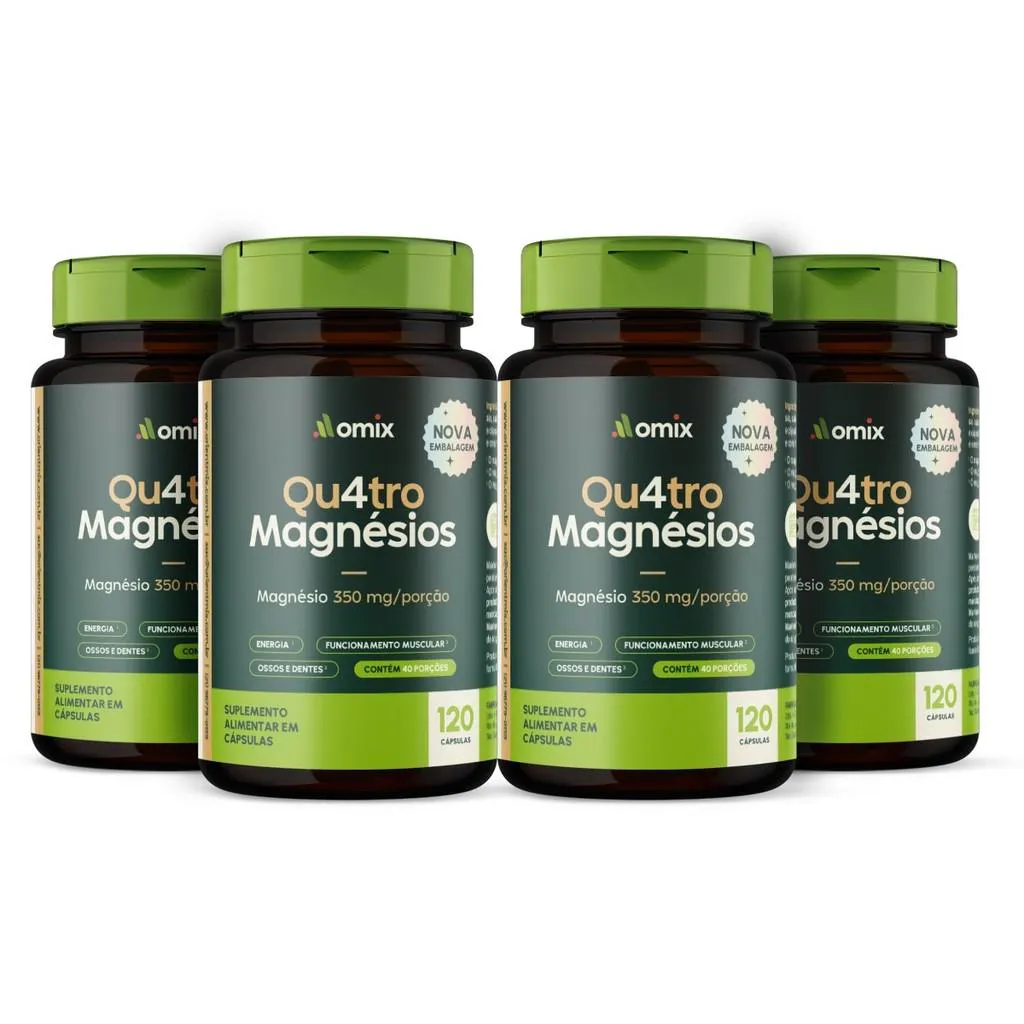KIT 4X - QUATRO MAGNéSIOS - 120 CáPSULAS - OMIX