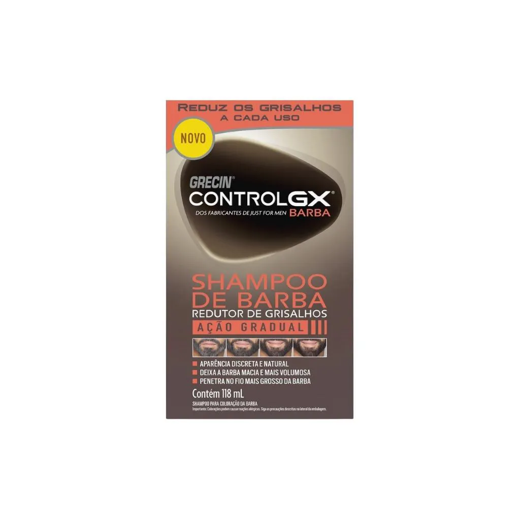 SHAMPOO GRECIN CONTROL GX BARBA REDUTOR DE GRISALHOS 118ML