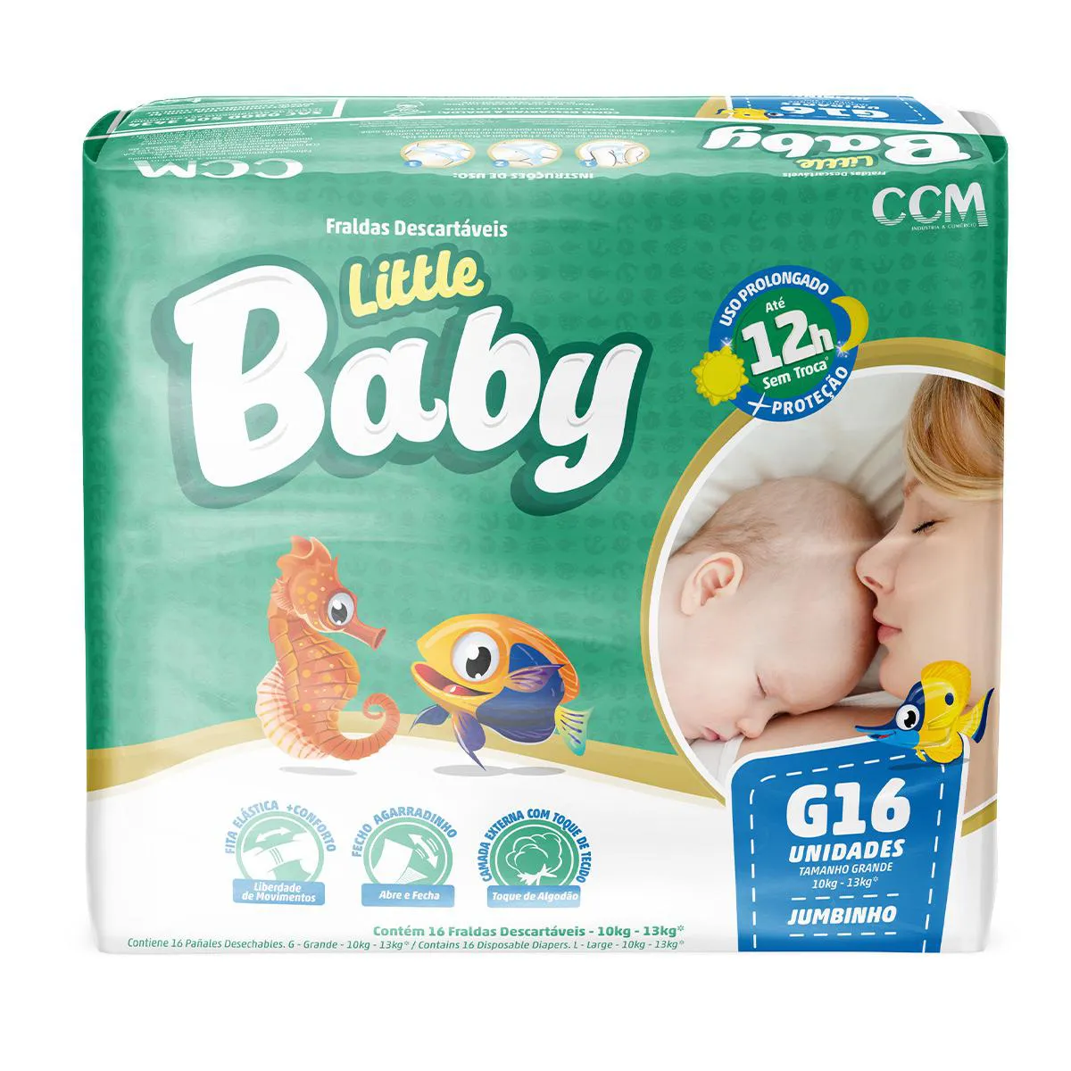 FRALDA DESCARTáVEL LITTLE BABY JUMBINHO G 16 UNIDADES