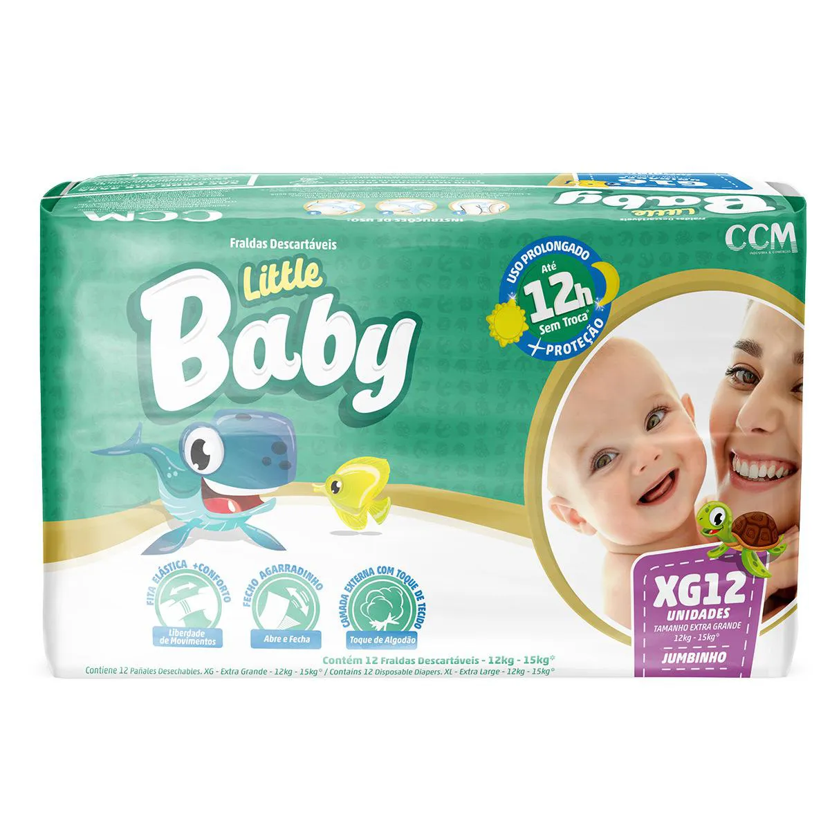 FRALDA DESCARTáVEL LITTLE BABY JUMBINHO XG 12 UNIDADES