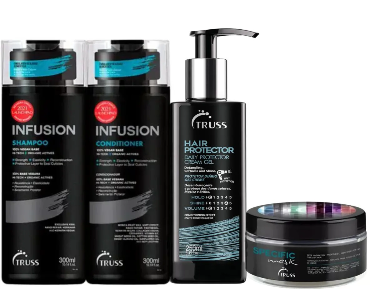 TRUSS INFUSION SHAMPOO E CONDICIONADOR + SPECIFIC MáSCARA + HAIR PROTECTOR