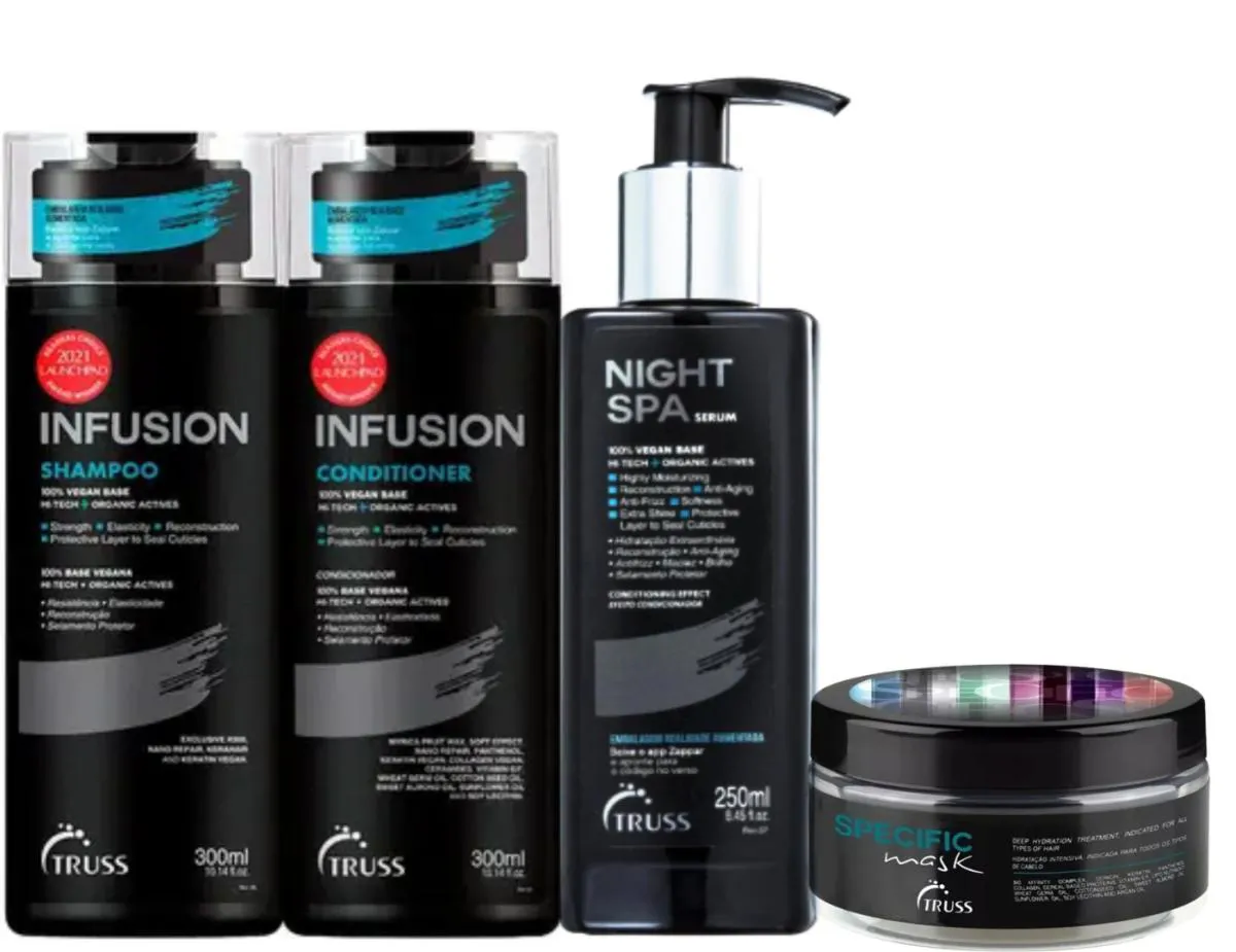 TRUSS INFUSION SHAMPOO E CONDICIONADOR + SPECIFIC MáSCARA + NIGHT SPA