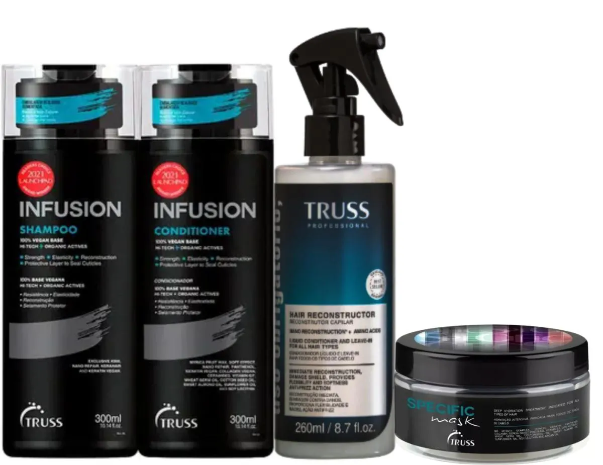 TRUSS INFUSION SHAMPOO E CONDICIONADOR + USO OBRIGATóRIO + SPECIFIC MáSCARA