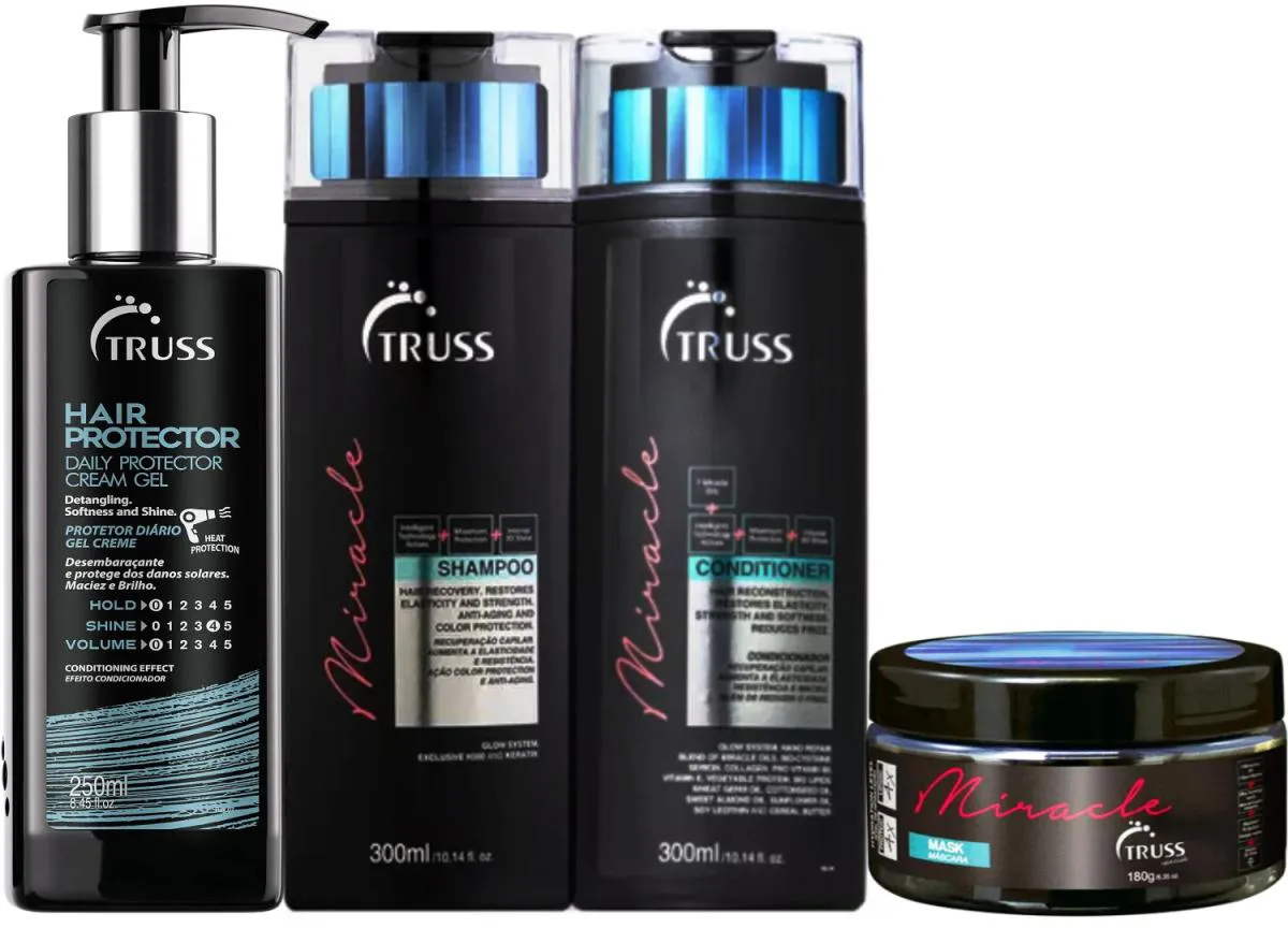 TRUSS MIRACLE SHAMPOO E CONDICIONADOR + MáSCARA + HAIR PROTECTOR