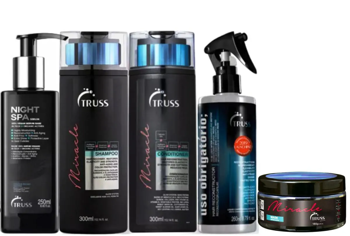 TRUSS MIRACLE SHAMPOO E CONDICIONADOR + USO OBRIGATóRIO + MáSCARA + NIGHT SPA