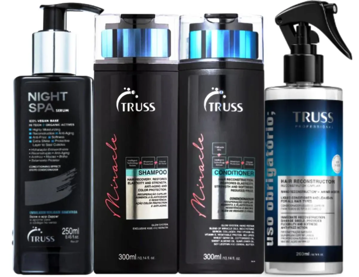 TRUSS MIRACLE SHAMPOO E CONDICIONADOR + USO OBRIGATóRIO + NIGHT SPA