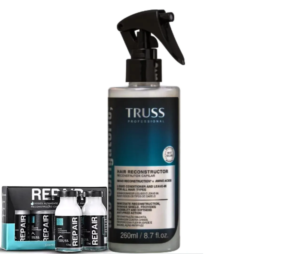 TRUSS USO OBRIGATóRIO RECONSTRUTOR 260ML + SHOCK REPAIR AMPOLA 4X17ML