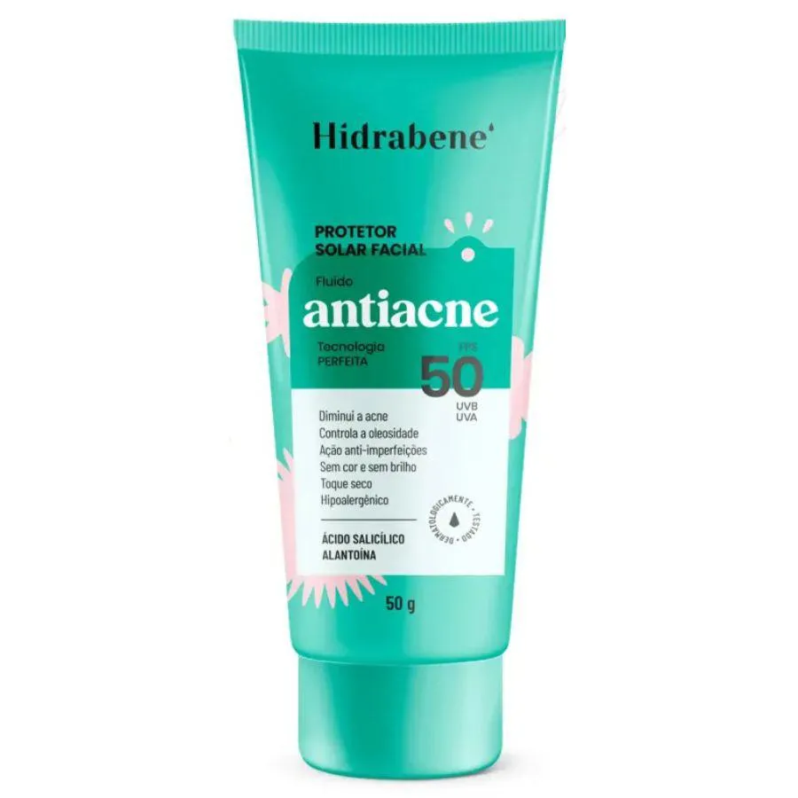PROTETOR SOLAR FACIAL ANTIACNE FLUíDO FPS 50 50G - HIDRABENE