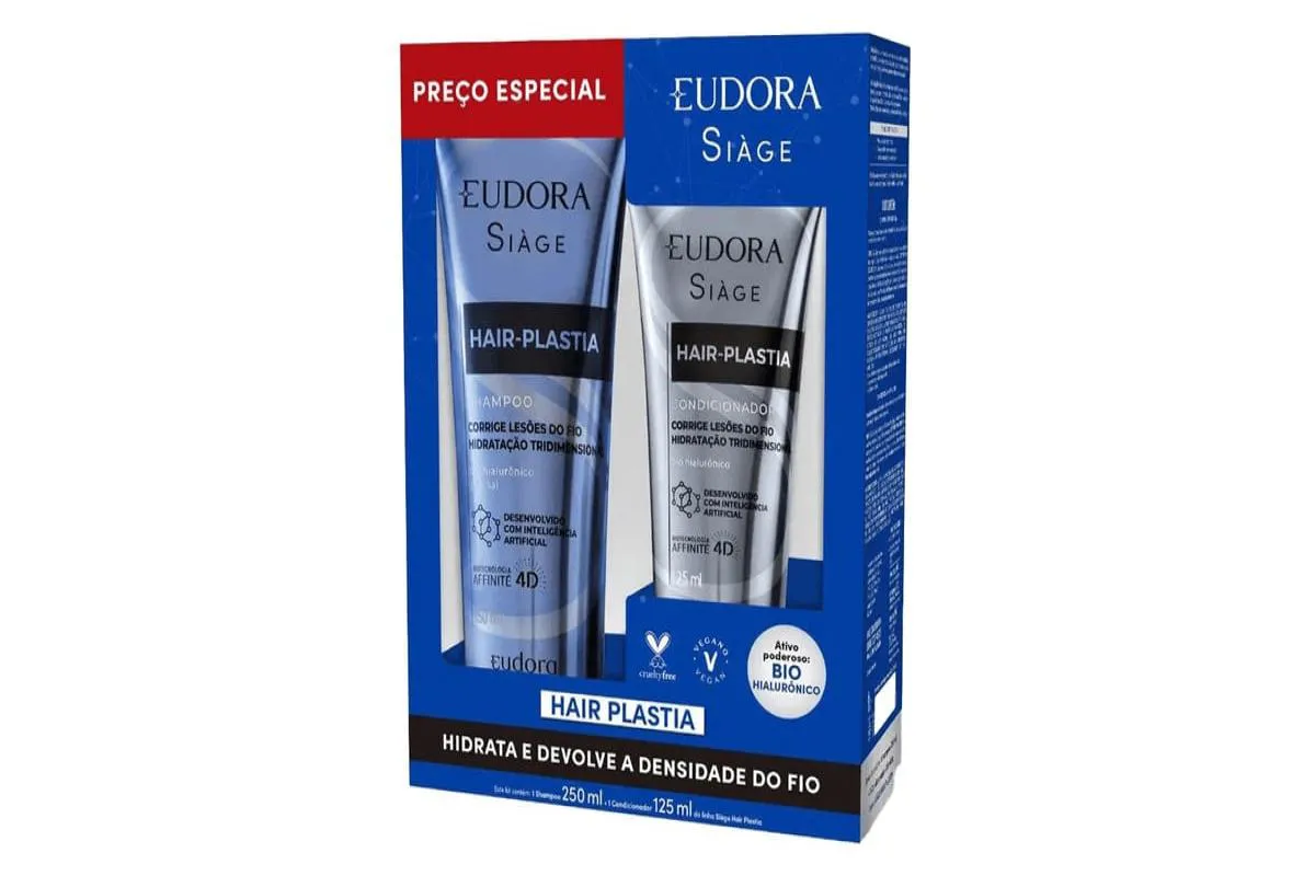 KIT EUDORA SIàGE HAIR PLASTIA  SHAMPOO CONDICIONADOR 250X125ML