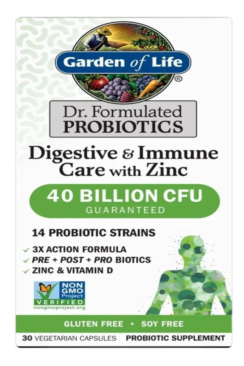 PROBIóTICO GARDEN OF LIFE 40 BILHõES DIGESTIVE IMMUNE ZINC