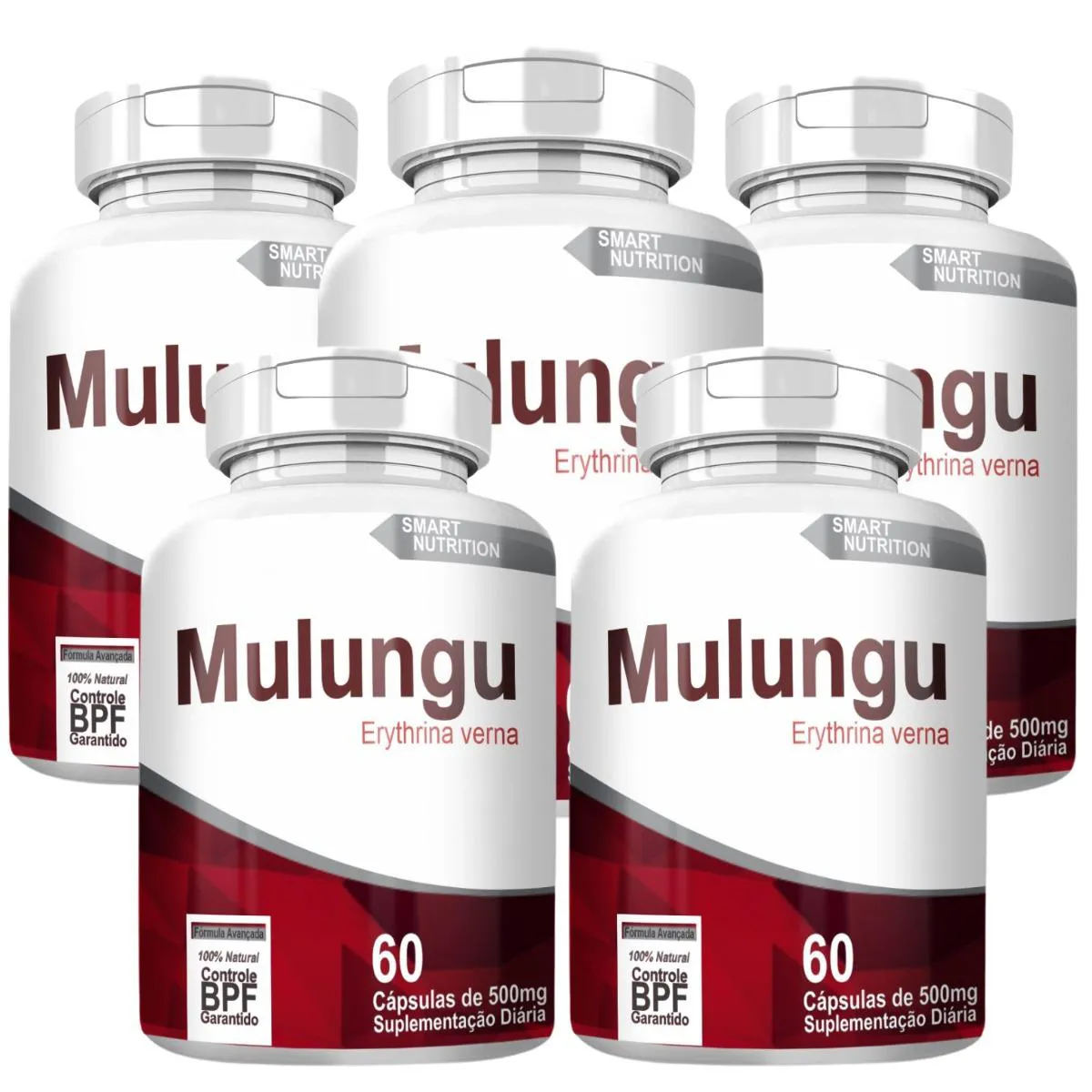 MULUNGU KIT COM 5 POTES COM TOTAL DE 300 CAPSULAS