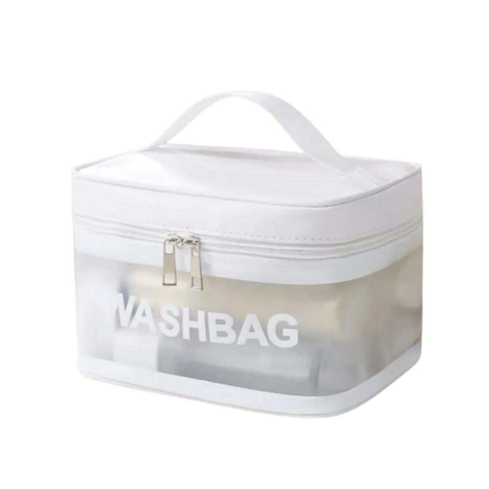 NECESSAIRE BOLSA PORTáTIL TRANSPARENTE IMPERMEáVEL PARA VIAGEM COSMéTICOS MULTIFUNCIONAL Branco
