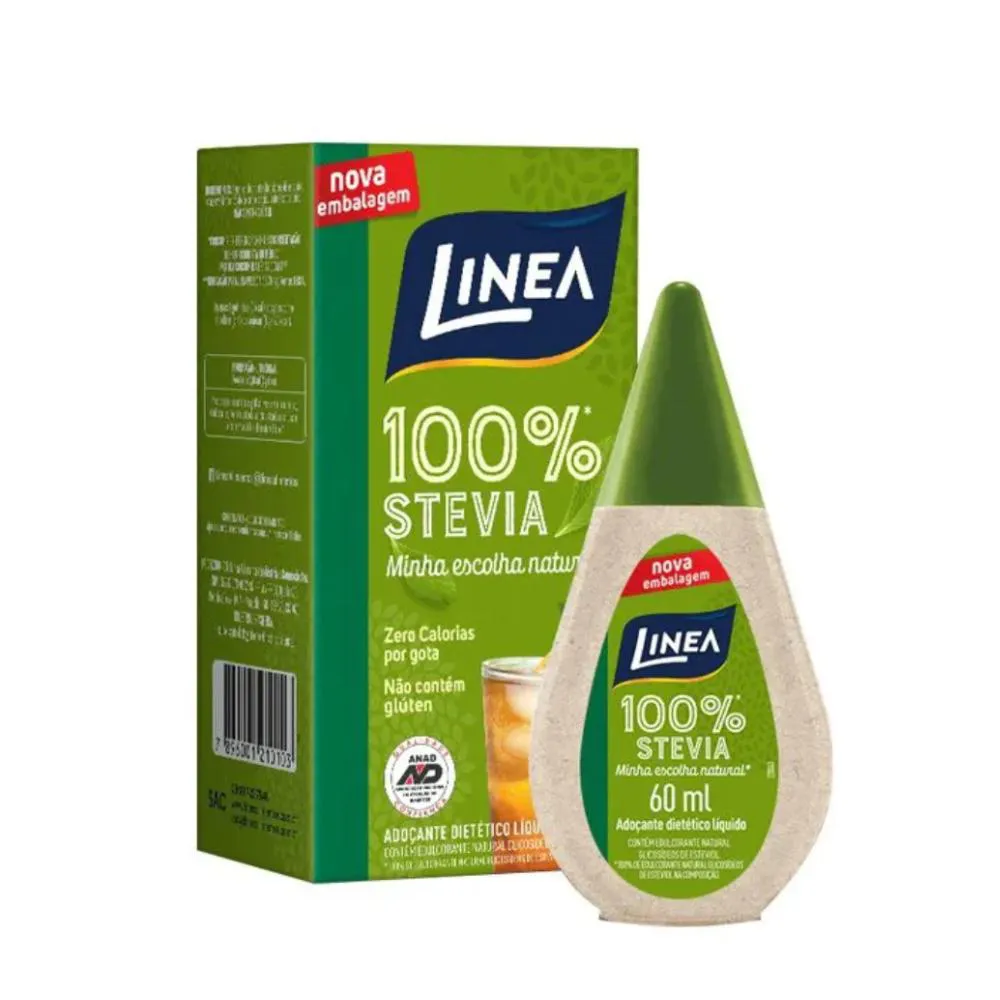 ADOçANTE LíQUIDO LINEA 100% STEVIA COM 60ML