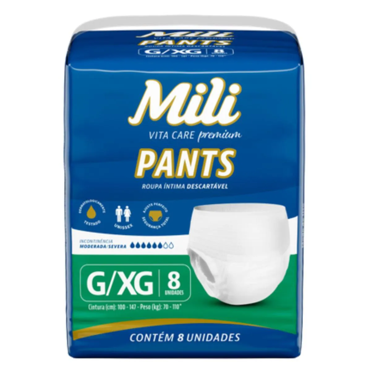 FRALDA GERIáTRICA PANTS DESCARTáVEL G/XG 8 UNIDADES - MILI