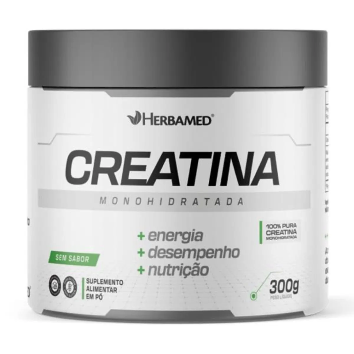 SUPLEMENTO EM Pó CREATINA MONOHIDRATADA 300G - HERBAMED