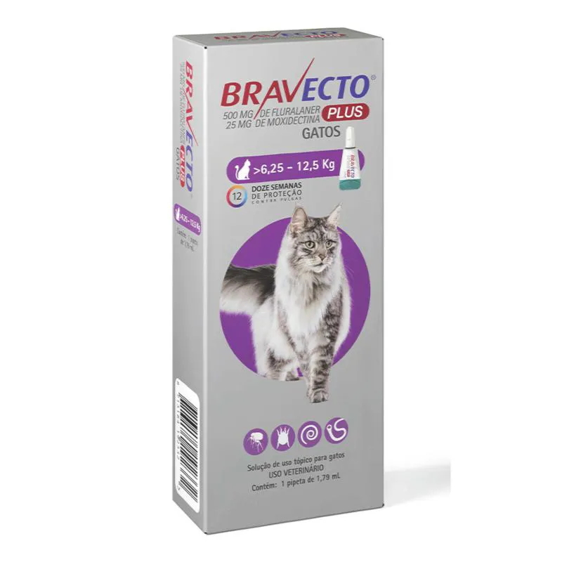 Bravecto Plus Gatos de 6,25kg a 12,5kg - 1 Pipeta