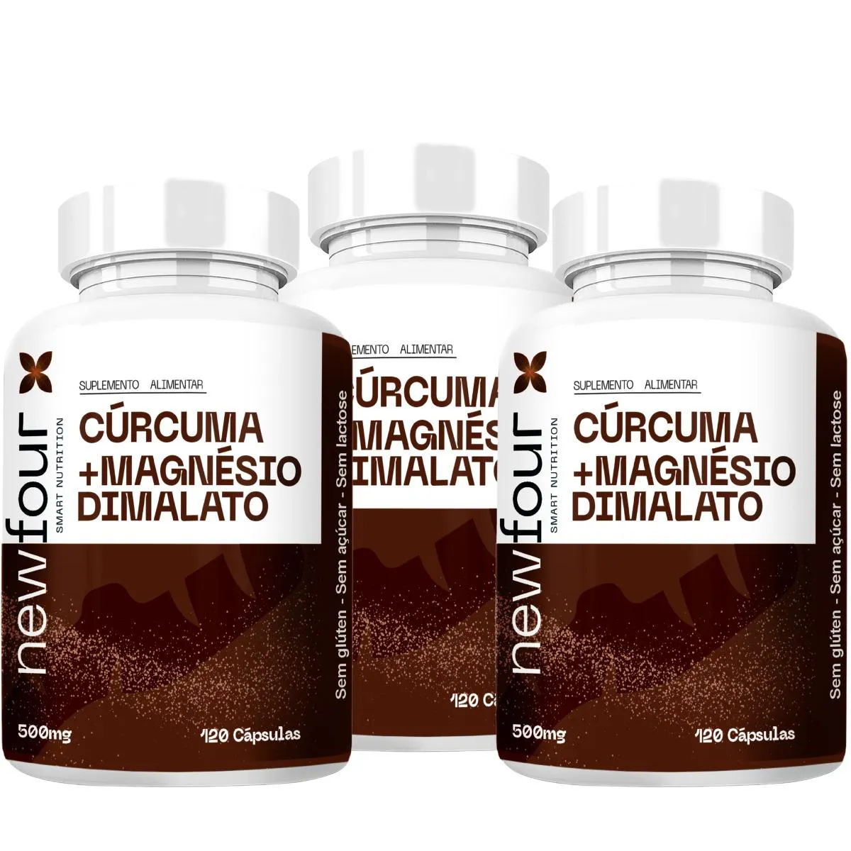 CÚRCUMA COM MAGNÉSIO DIMALATO KIT COM 3 POTES COM TOTAL DE 360 CAPSULAS