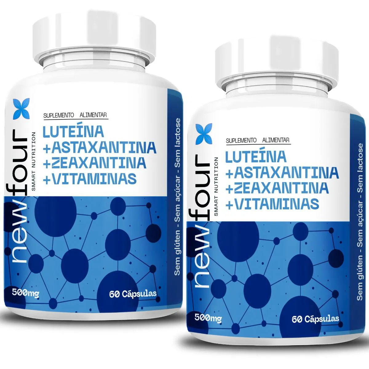 LUTEÍNA + ASTAXANTINA + ZEAXANTINA +VITAMINAS KIT COM 2 POTES COM TOTAL DE 120 CAPSULAS