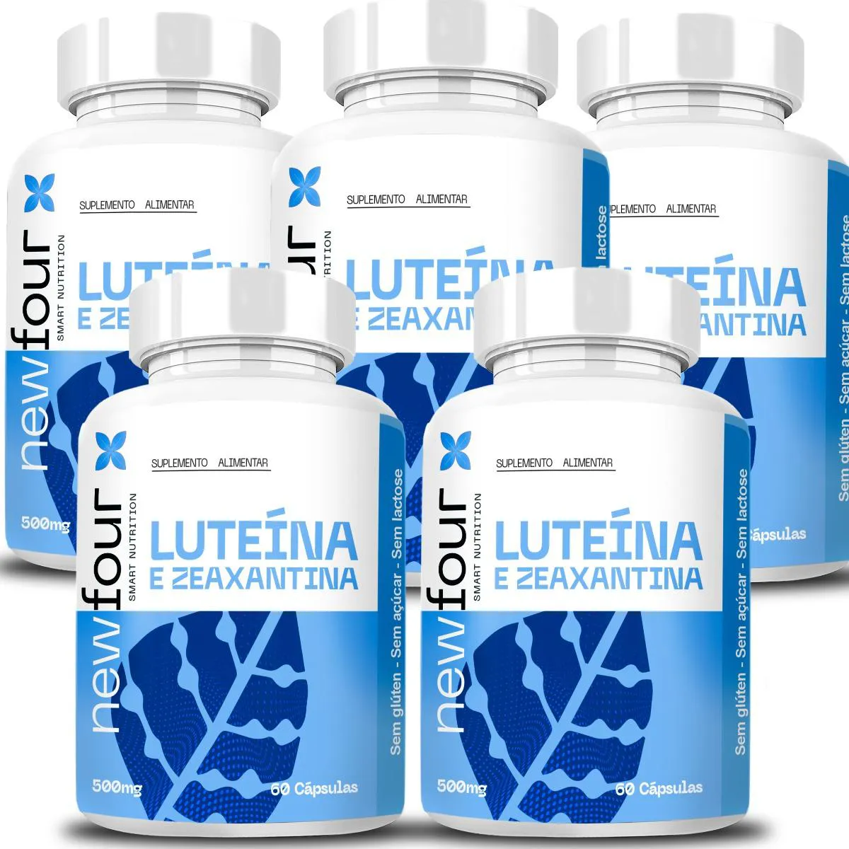 LUTEÍNA E ZEAXANTINA 60 CÁPSULAS KIT COM 5 POTES COM TOTAL DE 300 CAPSULAS