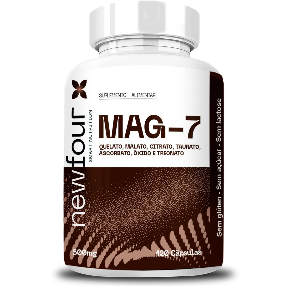 MAG-7 - QUELATO + MALATO+ CITRATO +TAURATO + ASCORBATO + OXIDO E TREONATO 120 CÁPSULAS