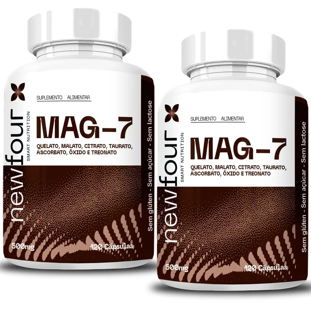 MAG-7 QUELATO + MALATO+ CITRATO +TAURATO + ASCORBATO + OXIDO E TREONATO KIT COM 2 POTES COM TOTAL DE 240 CAPSULAS