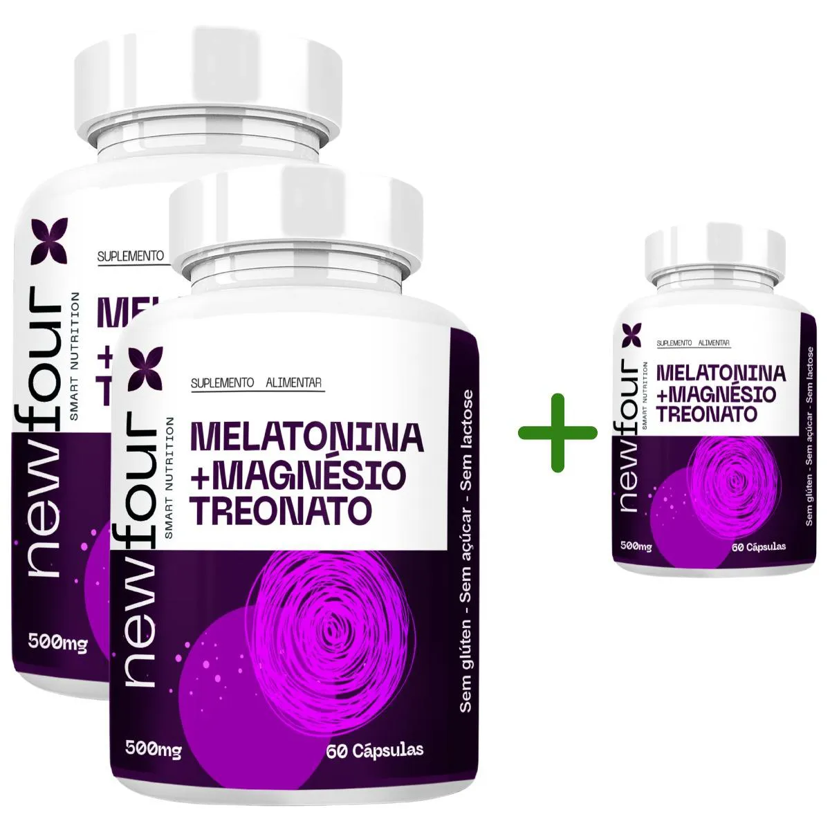 MELATONINA + MAGNÉSIO TREONATO COMPRE 2 LEVE 3 COM TOTAL DE 180 CAPSULAS POTE BRANCO