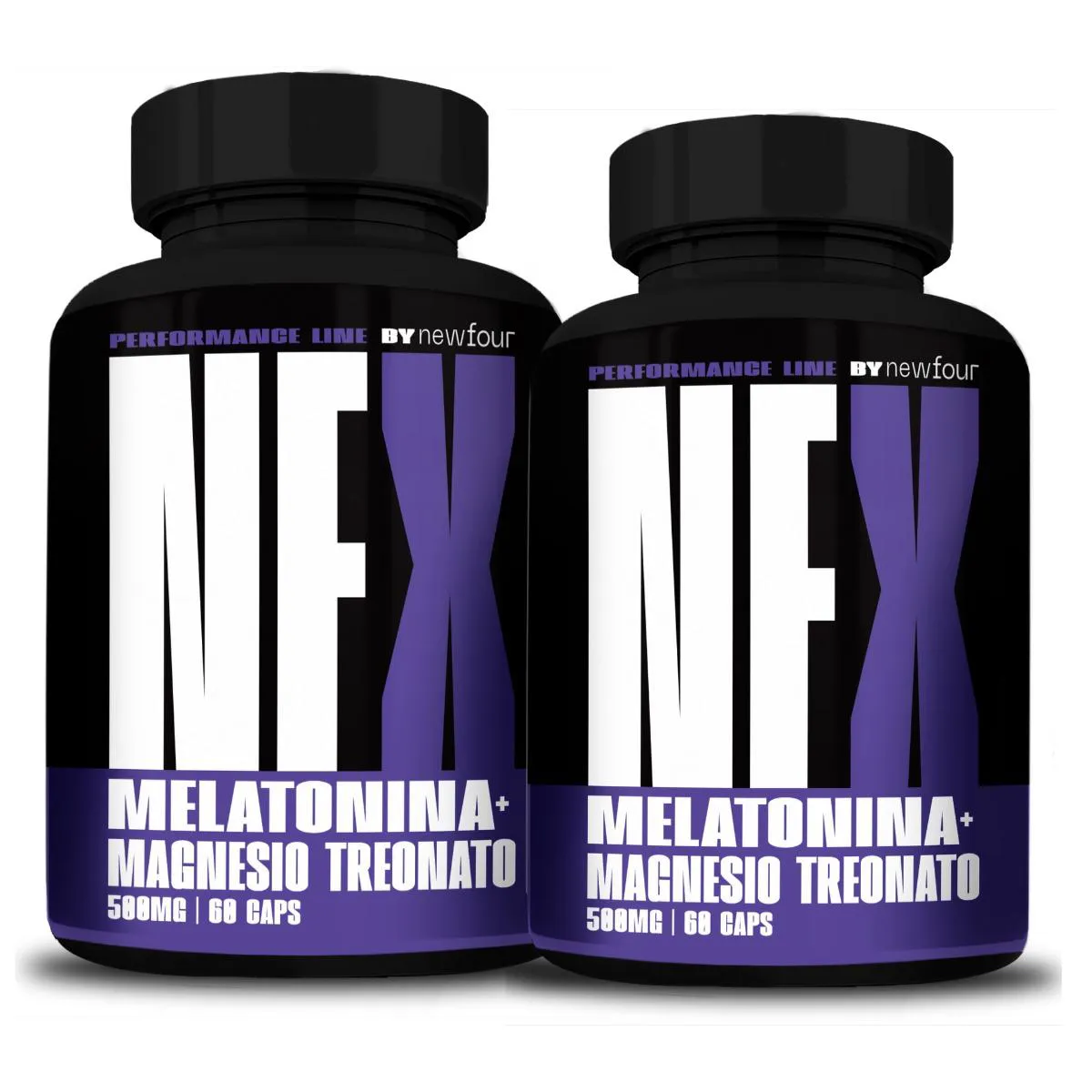 MELATONINA + MAGNÉSIO TREONATO KIT COM 2 POTES COM TOTAL DE 120 CAPSULAS POTE PRETO