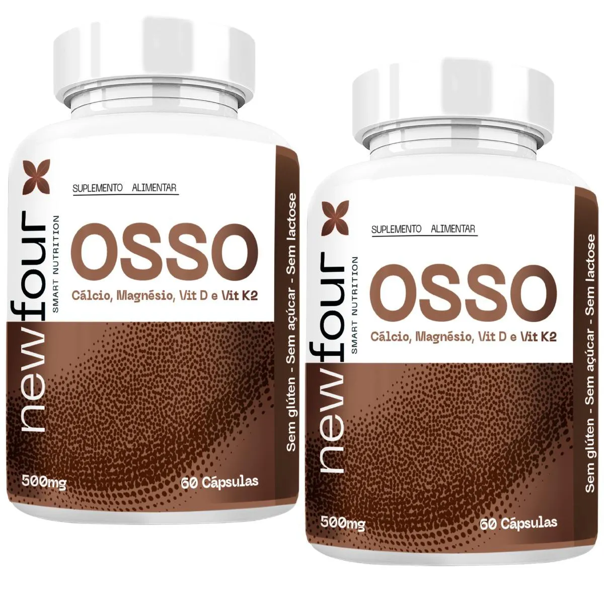 OSSO - CÁLCIO, MAGNÉSIO, VITAMINA D E VITAMINA K2 KIT COM 2 POTES COM TOTAL DE 120 CAPSULAS