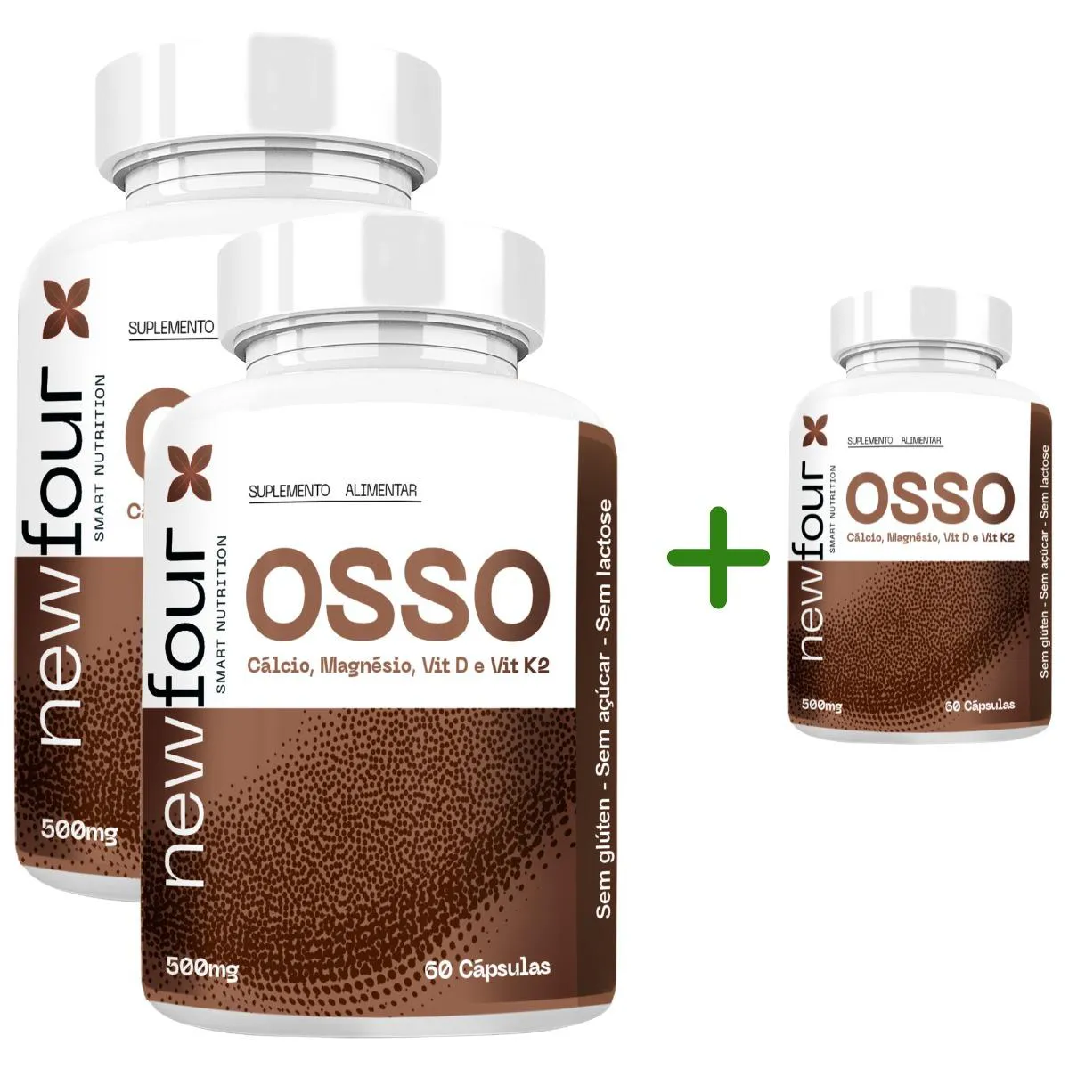 OSSO - CÁLCIO, MAGNÉSIO, VITAMINA D E VITAMINA K2 COMPRE 2 LEVE 3 COM TOTAL DE 180 CAPSULAS