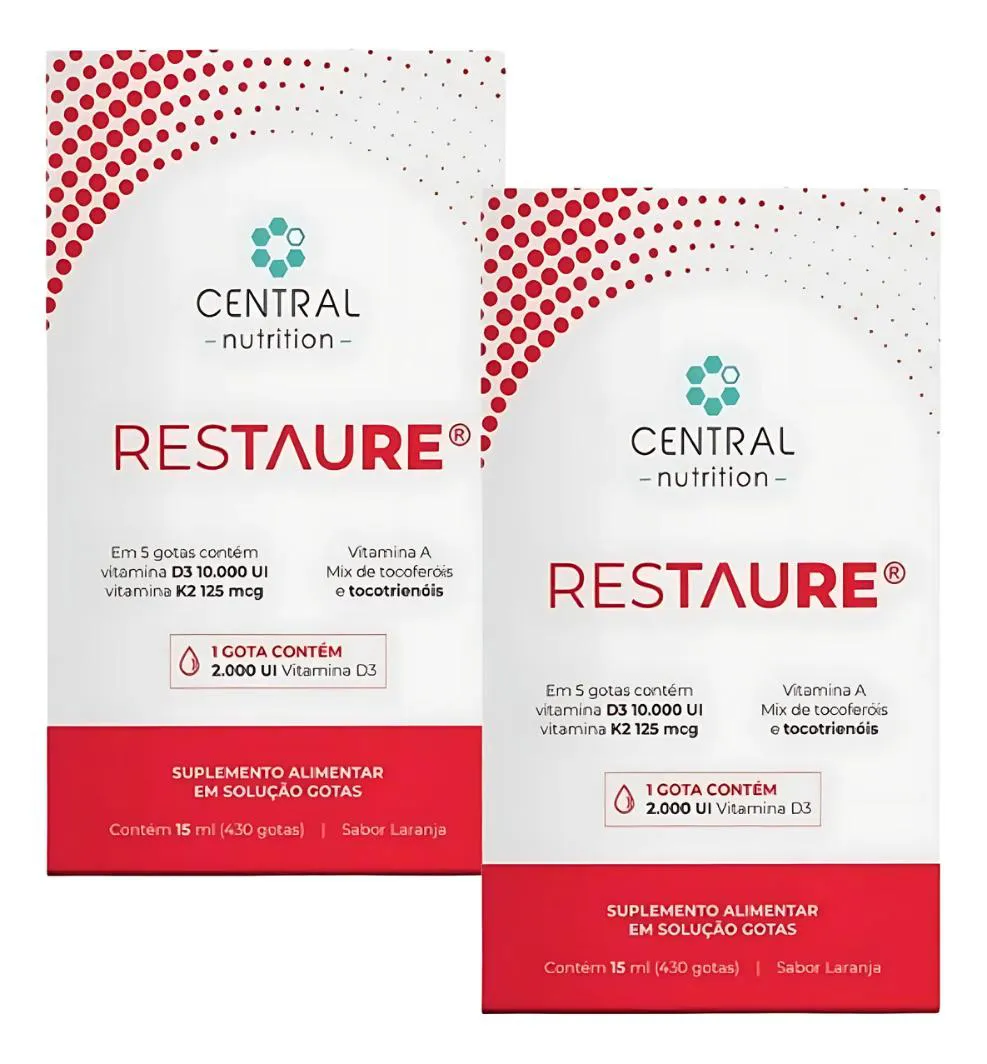 KIT 2 - RESTAURE 15ML - VITAMINA A, D3, E E K2 - CENTRAL NUTRITION