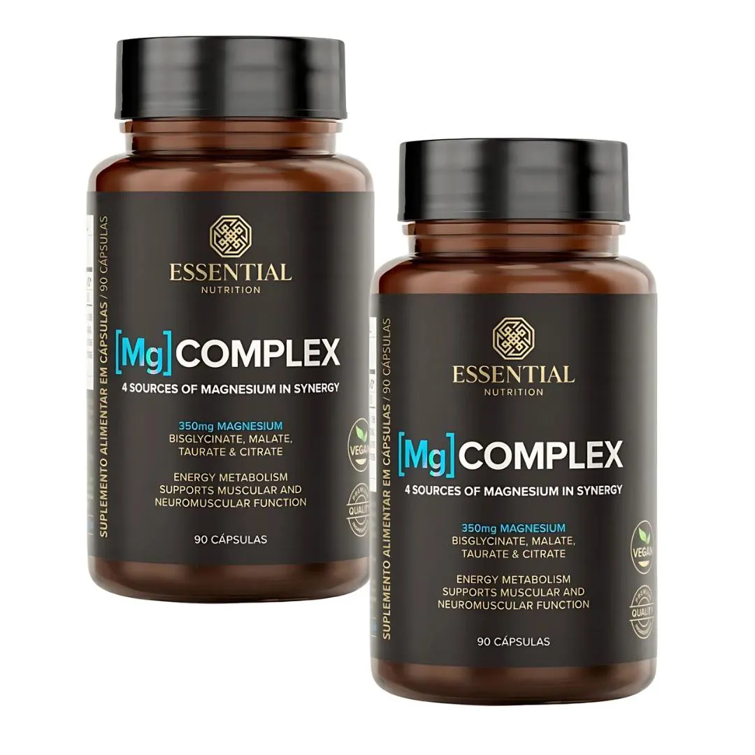 KIT 2X MG COMPLEX - 4 TIPOS DE MAGNéSIO - 90 CAPSULAS - ESSENTIAL NUTRITION
