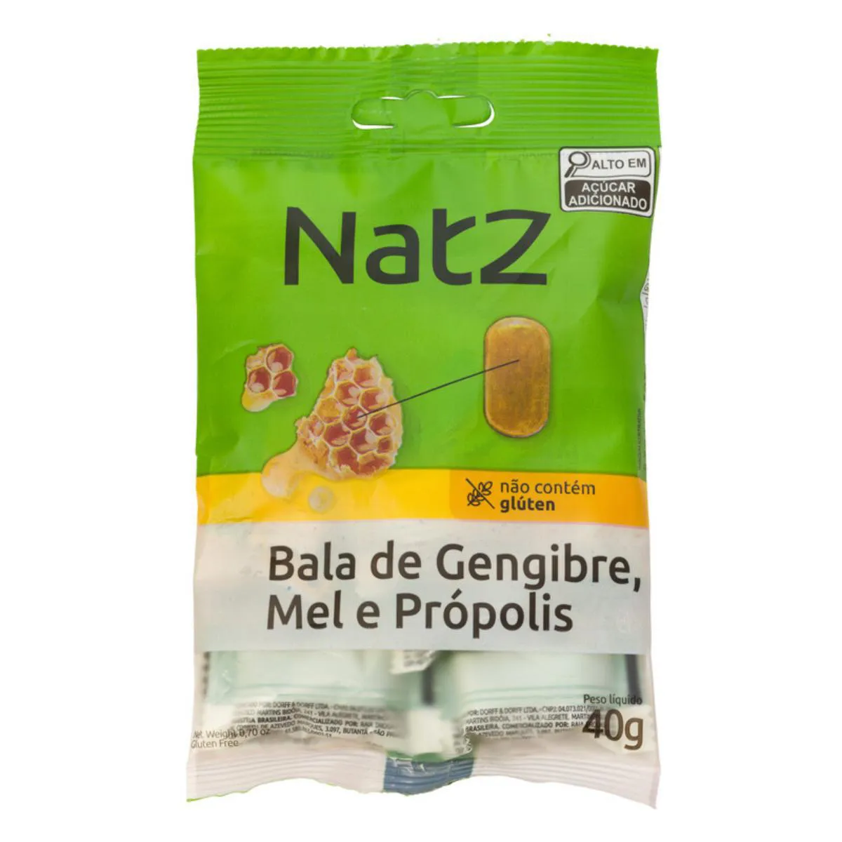 Natz Bala de Gengibre, Mel e Própolis 40g