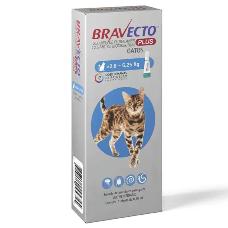 Bravecto Plus Gatos de 2,8 kg a 6,25 kg - 1 Pipeta