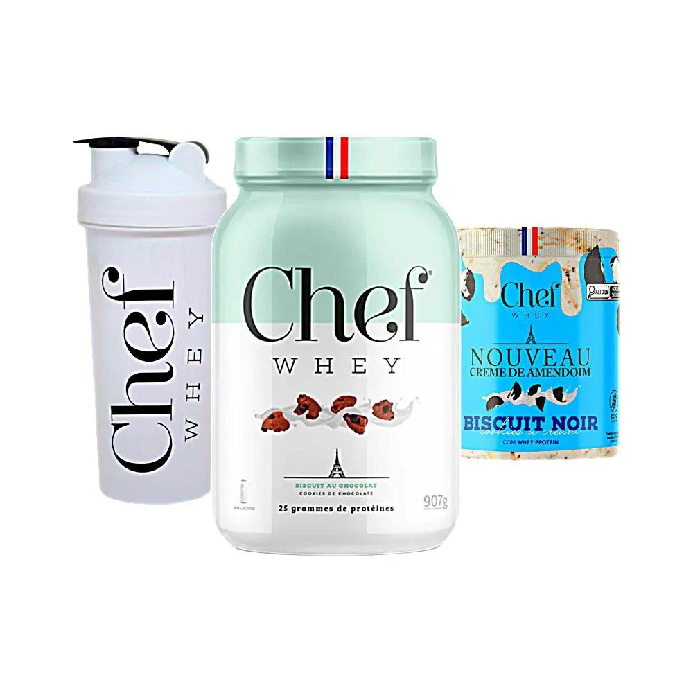 KIT CHEF WHEY 800G + CREME DE AMENDOIM 600G + COQUETELEIRA - CHEF WHEY Cookies
