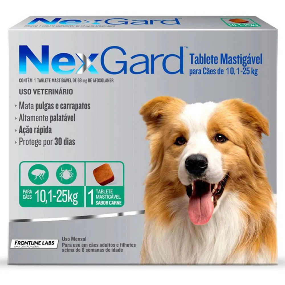 Nexgard Cães de 10kg a 25kg - 1 Tablete Mastigável