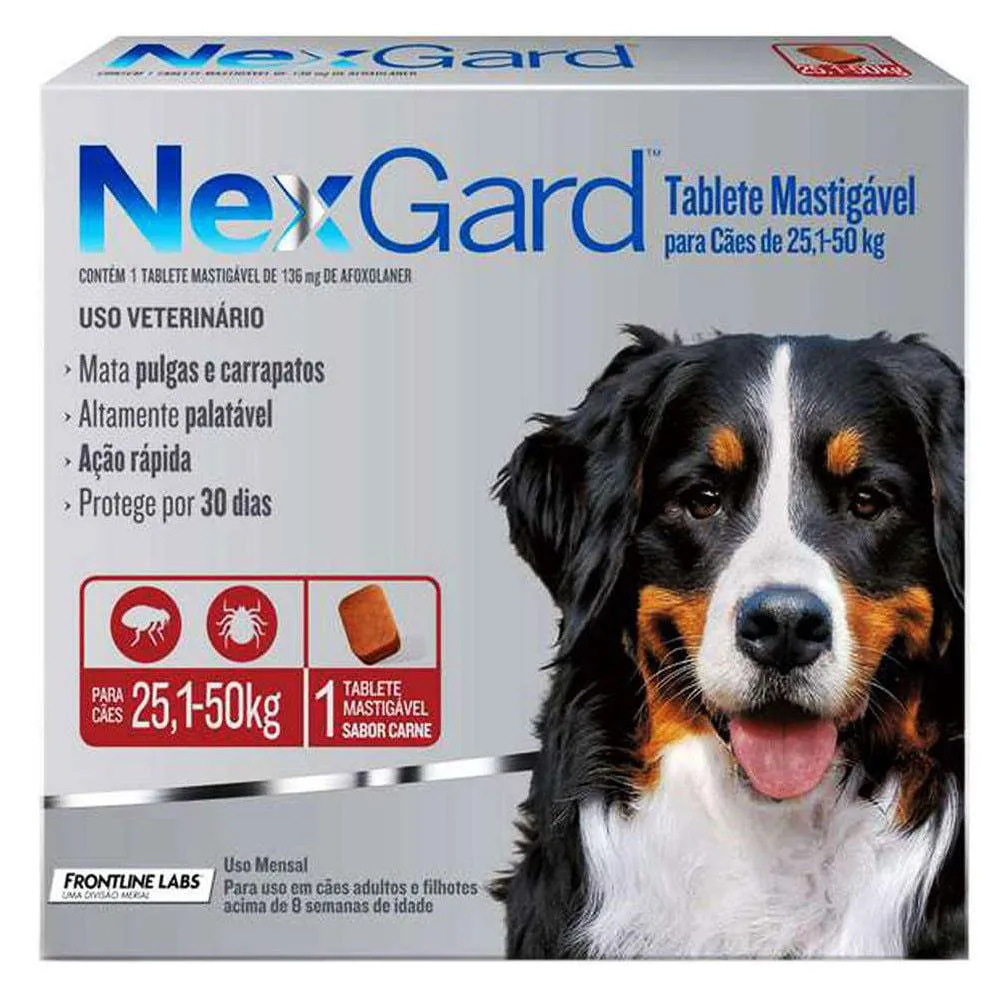 Nexgard Cães de  25,1kg a 50kg -1 Tablete Mastigável