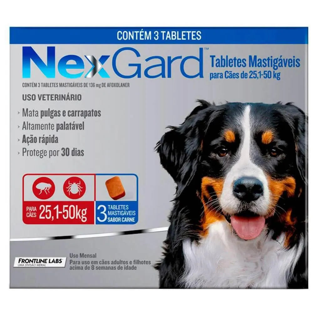 Nexgard Cães de  25,1kg a 50kg - 1 Tablete Mastigável