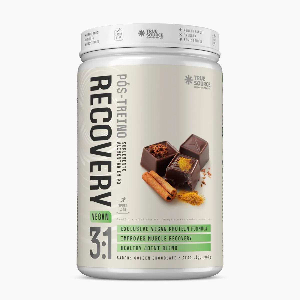 PóS-TREINO RECOVERY VEGAN GOLDEN CHOCOLATE 900G TRUE SOURCE