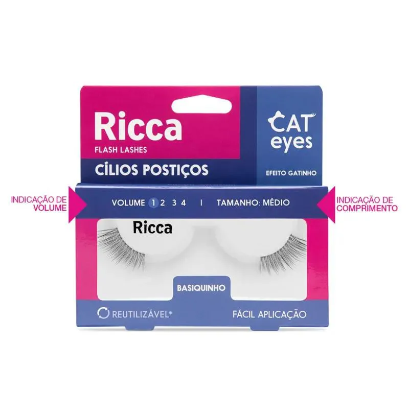 RICCA CILIOS POSTIçOS FLASH LASHES + COLA PARA CILIOS BASIQUINHO