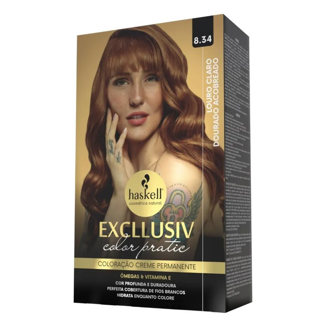 KIT COLORAçãO HASKELL COLOR PRATIC 8.34 LOURO CLARO DOU ACOB