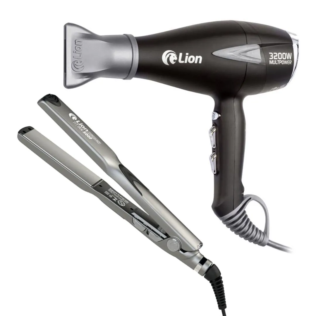 KIT LION SECADOR MULTPOWER 3200W + PRANCHA TITTAN 500F 220V