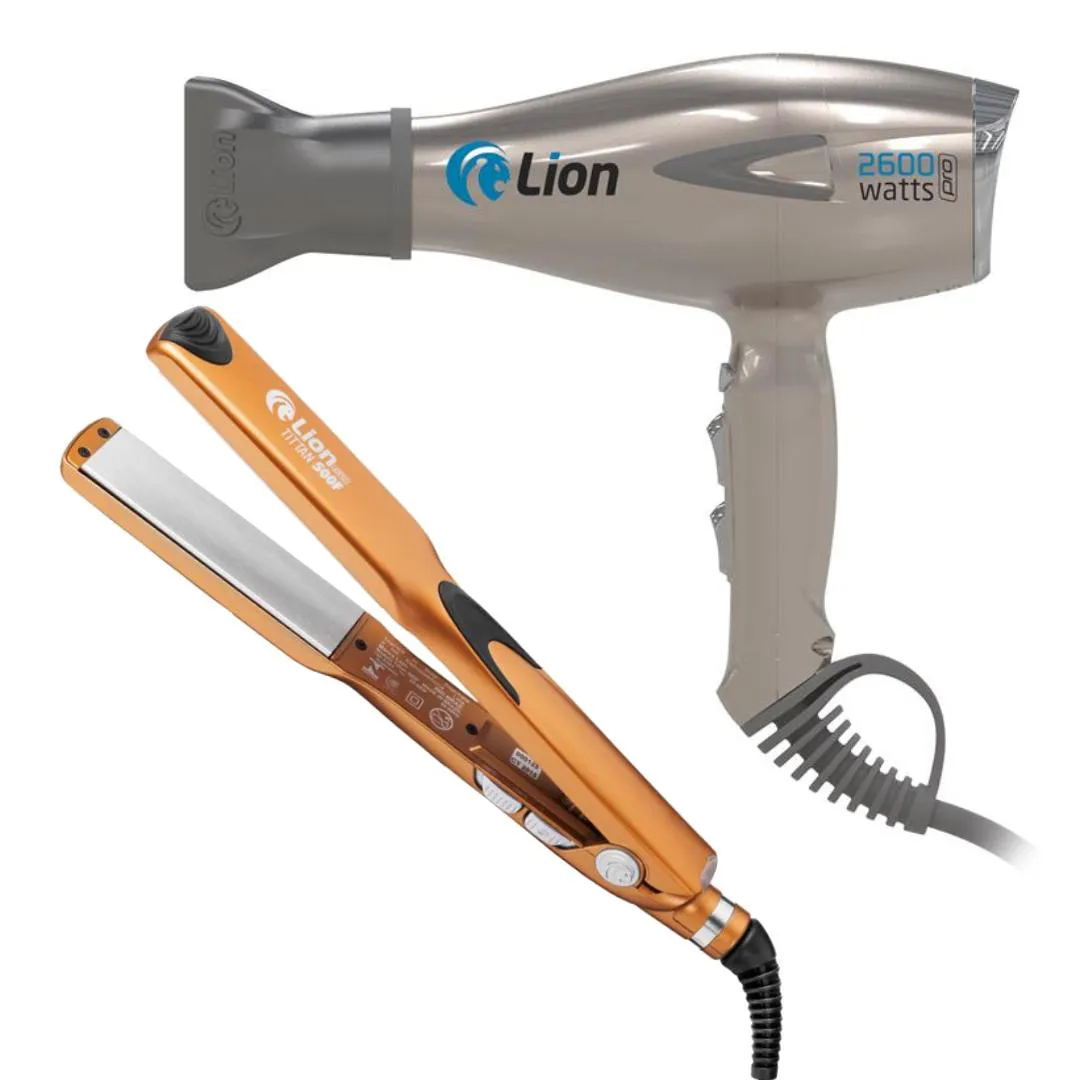 KIT LION SECADOR TUTTI PRO 2600W + PRANCHA TITTAN 500F